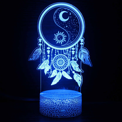 3D Small Night Lamp LED Colorful Touch Remote Control Vision Lamp USB Bedside Table Lamp