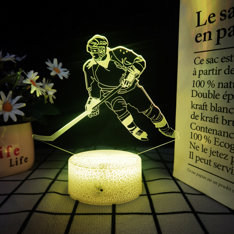 3D Hockey Puck Lamp | LED Night Light with 3D Puck Design | Creative Hockey Desk Lamp