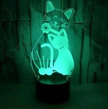 Colorful 3D Volt Cat Light 3D Light Illusion Light LED Light Acrylic Visual Stereo Light Touch USB Table Lamp