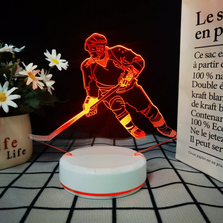 3D Hockey Puck Lamp | LED Night Light with 3D Puck Design | Creative Hockey Desk Lamp