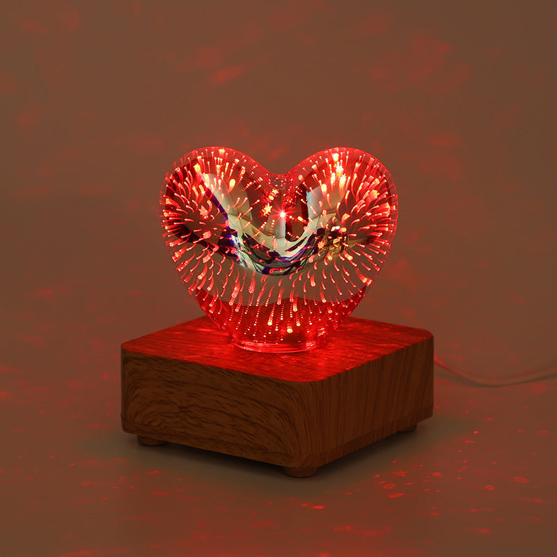 3d Love Glass Small Night Lamp Bedside Bedroom