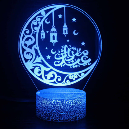 3D Small Night Lamp LED Colorful Touch Remote Control Vision Lamp USB Bedside Table Lamp