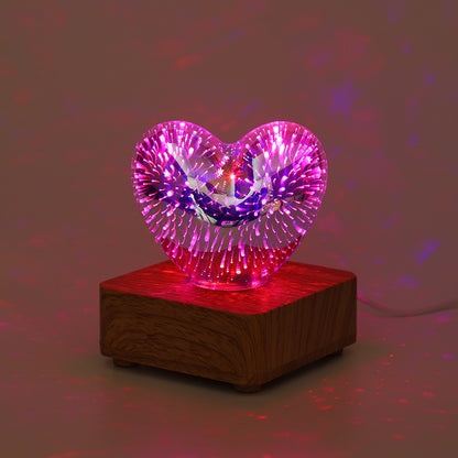 3d Love Glass Small Night Lamp Bedside Bedroom