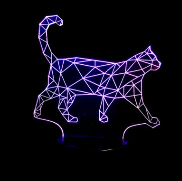 Colorful 3D Volt Cat Light 3D Light Illusion Light LED Light Acrylic Visual Stereo Light Touch USB Table Lamp