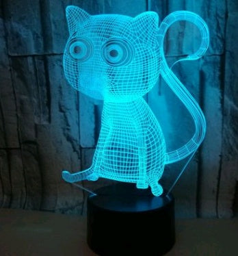 Colorful 3D Volt Cat Light 3D Light Illusion Light LED Light Acrylic Visual Stereo Light Touch USB Table Lamp