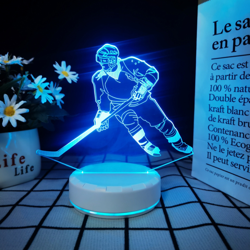 3D Hockey Puck Lamp | LED Night Light with 3D Puck Design | Creative Hockey Desk Lamp