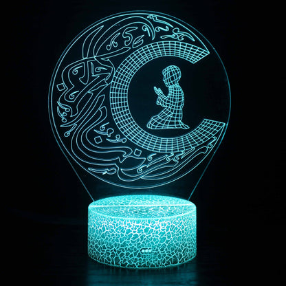 3D Small Night Lamp LED Colorful Touch Remote Control Vision Lamp USB Bedside Table Lamp