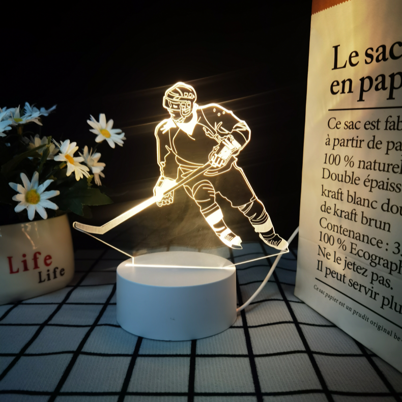 3D Hockey Puck Lamp | LED Night Light with 3D Puck Design | Creative Hockey Desk Lamp